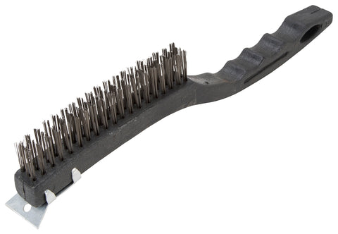 ProSource SJ3133-S Wire Brush with Scraper, 1-3/8 in L Trim, Metallic Bristle, 5/8 in W Brush, 13-1/2 in OAL