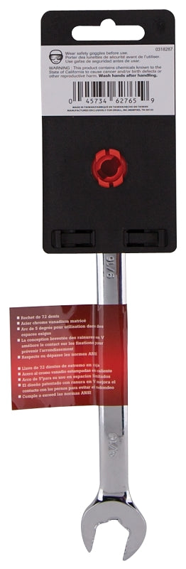 Vulcan PG9/16 Combination Wrench, SAE, 9/16 in Head, Chrome Vanadium Steel, Polished Mirror