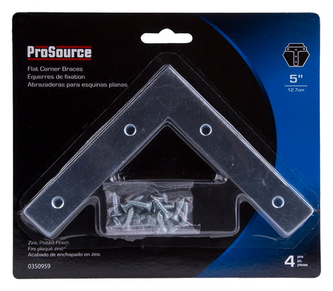 ProSource FC-Z05-C4PS Corner Brace, 5 in L, 5 in W, 7/8 in H, Steel, Zinc-Plated, 1.8 mm Thick Material