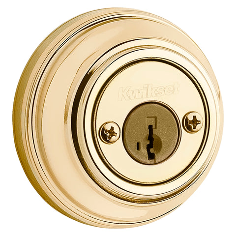 Kwikset 99850-071 Deadbolt, 1 Grade, Metal, Polished Brass, 2-3/8, 2-3/4 in Backset, KW1, K4 Keyway