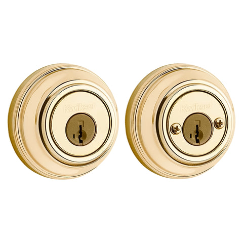 Kwikset 99850-071 Deadbolt, 1 Grade, Metal, Polished Brass, 2-3/8, 2-3/4 in Backset, KW1, K4 Keyway