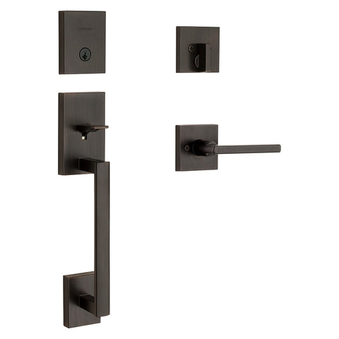 Kwikset 818SCEXHFL SQT11P Combination Lockset, San Clemente Design, Venetian Bronze, Halifax Lever Interior Handle