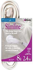 CCI 2241 Extension Cord, 16 AWG Cable, 8 ft L, White