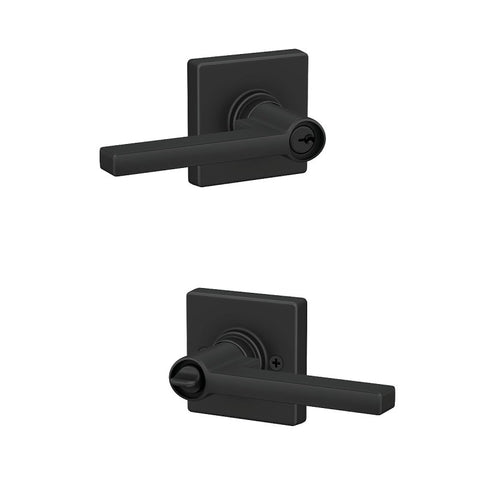 Schlage J Series J54 SOL 622 COL Entry Lever, Matte Black, Zinc, Residential, Left, Reversible, Right Hand, 3 Grade