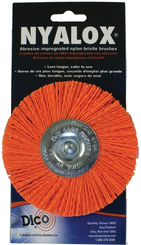Dico 541-780-2 1/2 Inch Nyalox Cup Brush Orange 120 Grit - Abrasive Nylon Drill Brush For Rust Paint Removal