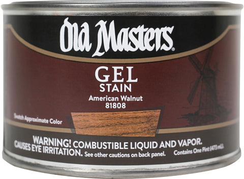 Old Masters 81808 Gel Stain, American Walnut, Liquid, 1 pt, Can