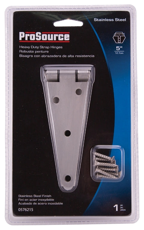 ProSource HSH-S06-C1PS Strap Hinge, 2 mm Thick Leaf, Brushed Stainless Steel, 180 Range of Motion