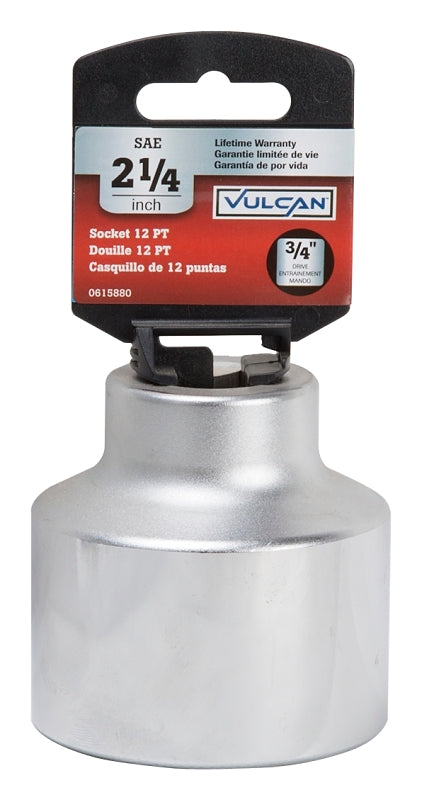 Vulcan MT-SS6072 Drive Socket, 2-1/4 in Socket, 3/4 in Drive, 12-Point, Chrome Vanadium Steel, Chrome