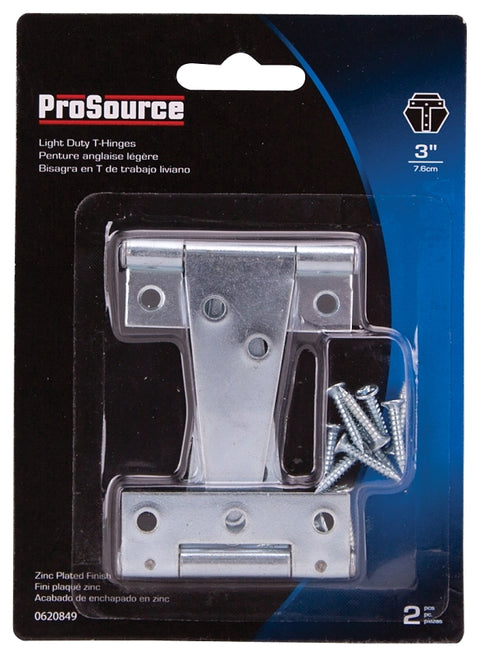 ProSource LTH-Z03-C2PS T-Hinge, Steel, Zinc, Fixed Pin, 180 deg Range of Motion, 26 (Pair) lb