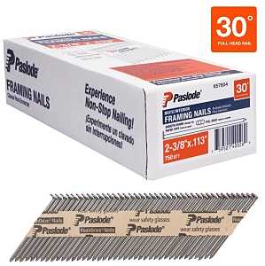 Paslode 657604 Series Framing Nail, Paper Tape Collation, 2-3/8 in L, Steel, Brite, Round Head, Smooth Shank