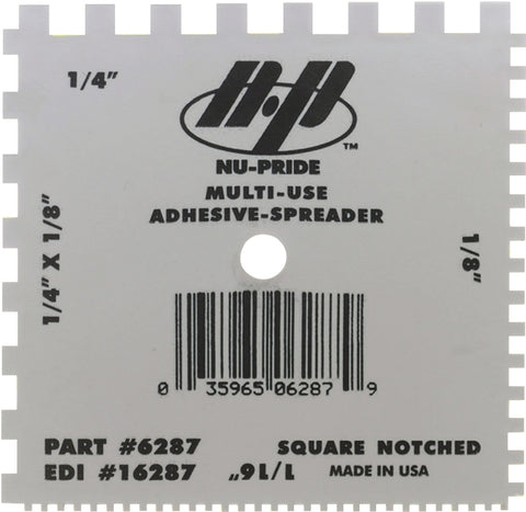 Marshalltown 6287 Spreader, 1/16, 1/8, 1/4 in Notch, 4 in W Blade, Notched Blade, Plastic Blade