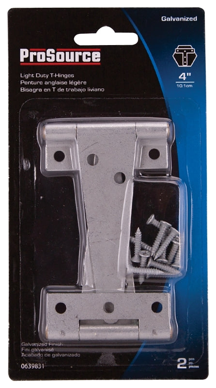 ProSource LTH-G04-C2PS T-Hinge, Galvanized Steel, Galvanized Brass Pin, Fixed Pin, 180 deg Range of Motion, 26 (Pair) lb