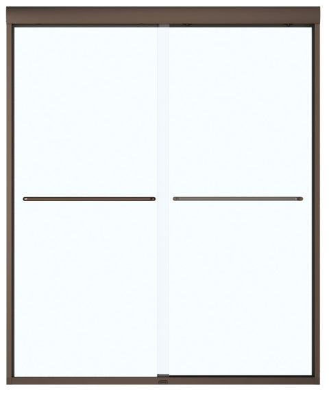 Maax Aura 135665-900-172 Shower Door, Dark Bronze Frame, Clear Glass, Tempered Glass, Semi Frame, 2-Panel, Glass