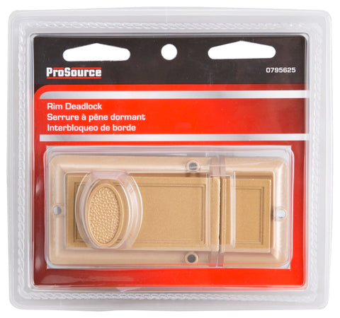 ProSource 6224497-PS Rim Deadbolt, Keyed Different Key, Brass, Brass, Kwikset Keyway, 1-2-3/8 in Thick Door