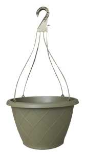Southern Patio HH1224OG Weave Hanging Basket, Poly Resin, Olive Green