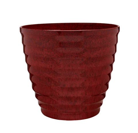 Southern Patio HDR-064749 Planter, 14 in Dia, 11-1/2 in H, Round, Beehive Design, Resin, Red