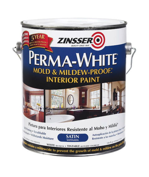 Zinsser Perma-White Interior Acrylic Latex Mold and Mildew-Proof Paint White Satin 1 gal. Whi