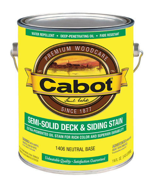 Cabot Semi-Solid Oil-Based Deck and Siding Stain Neutral Base Tintable 1 gal.