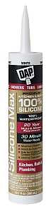 DAP SILICONE MAX 08667 Kitchen and Bath Sealant, Gloss White, 24 hr Curing, -35 to 140 deg F, 10.1 fl-oz Cartridge/Tube