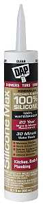 DAP SILICONE MAX 08668 Kitchen and Bath Sealant, Clear, 24 hr Curing, -35 to 140 deg F, 10.1 fl-oz Cartridge/Tube