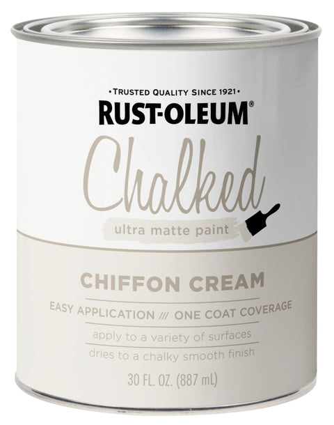 Rust-Oleum 329598 Chalk Paint, Ultra Matte Chalky, Chiffon Cream, 30 oz, Can, Pack of 2