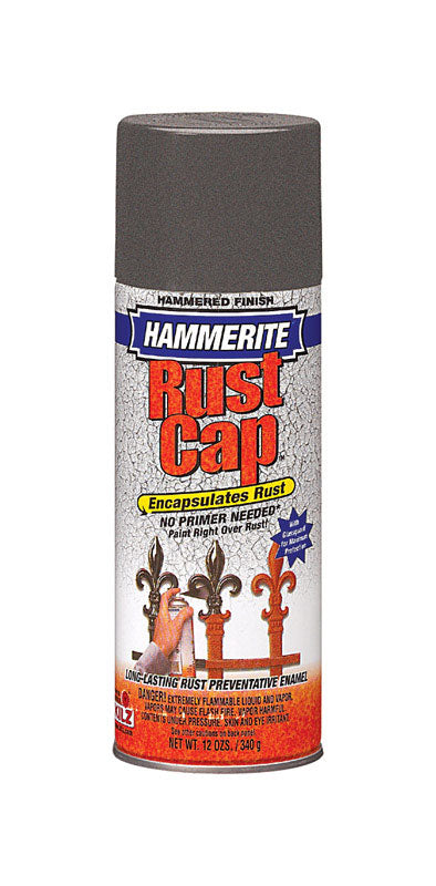 Hammerite Rust Cap Gray Hammered Hammered Enamel Finish Spray 12 oz.