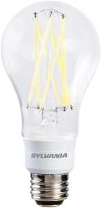 Sylvania 40769 Natural LED Bulb, 3-Way, A21 Lamp, 100 W Equivalent, E26 Lamp Base, Dimmable, Clear, Soft White Light