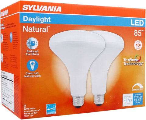 Sylvania 40787 Natural LED Bulb, Spotlight, BR40 Lamp, 85 W Equivalent, E26 Lamp Base, Dimmable, Frosted, Daylight Light