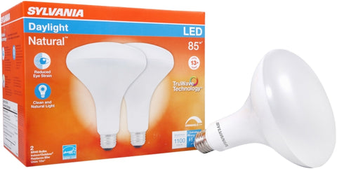 Sylvania 40787 Natural LED Bulb, Spotlight, BR40 Lamp, 85 W Equivalent, E26 Lamp Base, Dimmable, Frosted, Daylight Light