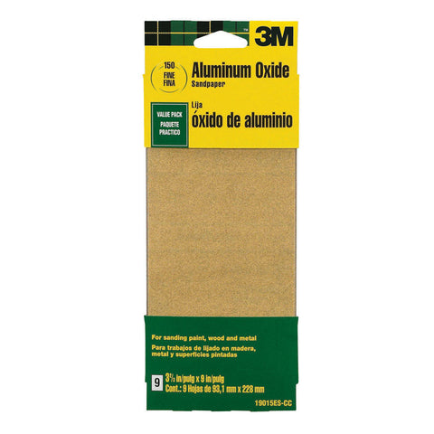 3M Aluminum Oxide Sandpaper 9 in. L 150 Grit Fine 6 pk