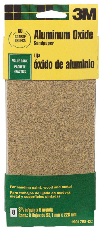 3M Aluminum Oxide Sandpaper 9 in. L 60 Grit Coarse 6 pk