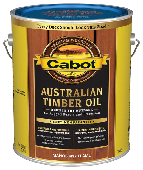 Cabot 19400 Series 140.0019459.007 Australian Timber Oil, Mahogany Flame, Liquid, 1 gal, Pack of 4
