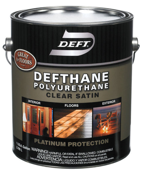 PPG Defthane 025-01 Polyurethane, Satin, Liquid, Amber, 1 gal, Can, Pack of 4