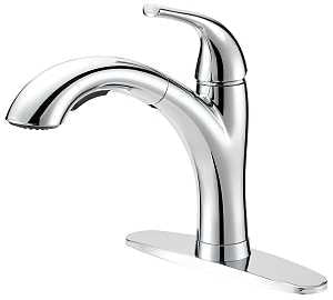 Boston Harbor TOBI21040009CP Pull-Out Kitchen Faucet, 1.8 gpm, 1-Handle, 1, 3-Faucet Hole, Metal/Plastic, Deck