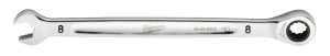 Milwaukee 45-96-9308 Ratcheting Combination Wrench, Metric, 8 mm Head, 5-3/4 in L, 12-Point, Steel, Chrome