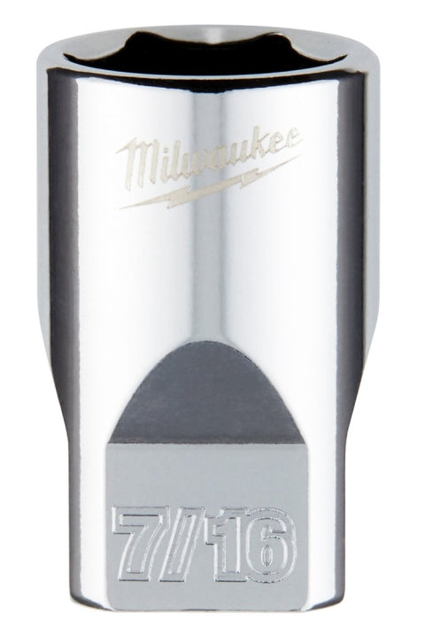 Milwaukee 45-34-9008 Socket, 7/16 in Socket, Standard Socket, 4.921 in OAL, 1/4 in Drive, 6 -Point, Chrome