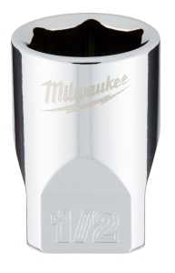 Milwaukee 45-34-9009 Socket, 1/2 in Socket, Standard Socket, 4.921 in OAL, 1/4 in Drive, 6 -Point, Chrome Vanadium Steel