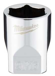 Milwaukee 45-34-9010 Socket, 9/16 in Socket, Standard Socket, 4.921 in OAL, 1/4 in Drive, 6 -Point, Chrome
