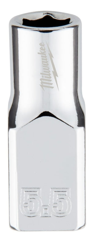 Milwaukee 45-34-9031 Socket, 5.5 mm Socket, Standard Socket, 4.921 in OAL, 1/4 in Drive, 6 -Point, Chrome Vanadium Steel
