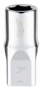 Milwaukee 45-34-9033 Socket, 7 mm Socket, Standard Socket, 4.921 in OAL, 1/4 in Drive, 6 -Point, Chrome Vanadium Steel