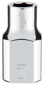 Milwaukee 45-34-9077 Socket, 7 mm Socket, Standard Socket, 3.543 in OAL, 3/8 in Drive, 6 -Point, Chrome Vanadium Steel