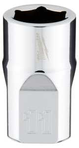 Milwaukee 45-34-9081 Socket, 11 mm Socket, Standard Socket, 3.543 in OAL, 3/8 in Drive, 6 -Point, Chrome Vanadium Steel