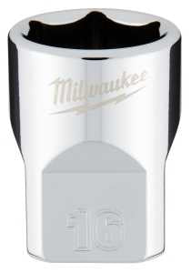 Milwaukee 45-34-9086 Socket, 16 mm Socket, Standard Socket, 3/8 in Drive, 6 -Point, Chrome Vanadium Steel, Chrome