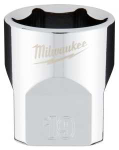 Milwaukee 45-34-9089 Socket, 19 mm Socket, Standard Socket, 3.543 in OAL, 3/8 in Drive, 6 -Point, Chrome Vanadium Steel