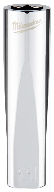 Milwaukee 45-34-9094 Socket, 11 mm Socket, Deep Socket, 3.543 in OAL, 3/8 in Drive, 6 -Point, Chrome Vanadium Steel