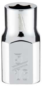 Milwaukee 45-34-9061 Socket, 5/16 in Socket, Standard Socket, 3.543 in OAL, 3/8 in Drive, 6 -Point, Chrome