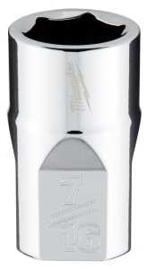 Milwaukee 45-34-9063 Socket, 7/16 in Socket, Standard Socket, 3.543 in OAL, 3/8 in Drive, 6 -Point, Chrome