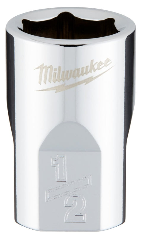 Milwaukee 45-34-9064 Socket, 1/2 in Socket, Standard Socket, 3.543 in OAL, 3/8 in Drive, 6 -Point, Chrome Vanadium Steel