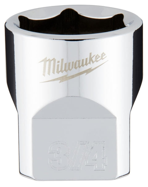 Milwaukee 45-34-9068 Socket, 3/4 in Socket, Standard Socket, 3.543 in OAL, 3/8 in Drive, 6 -Point, Chrome Vanadium Steel