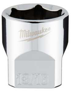 Milwaukee 45-34-9069 Socket, 13/16 in Socket, Standard Socket, 3.543 in OAL, 3/8 in Drive, 6 -Point, Chrome